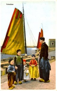 Netherlands - Volendam. Children, Fisherman, Boats