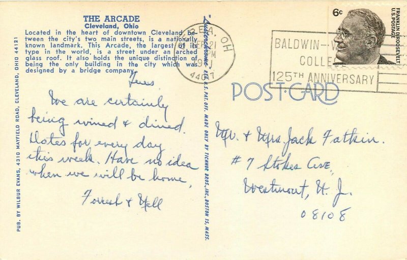 The Arcade Cleveland Ohio OH pm 1971 Postcard