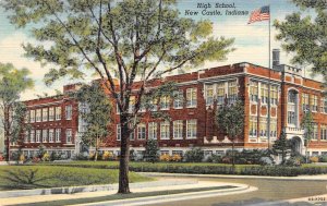 New Castle, IN Indiana  HIGH SCHOOL  Henry County  ca1940's Curteich Postcard