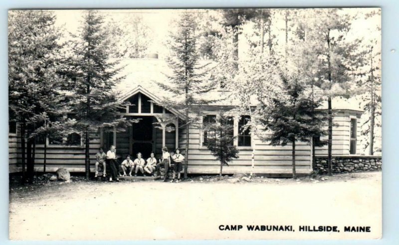 RPPC HILLSIDE, Maine ME ~ Campers CAMP WABUNAKI Cumberland County 1950s Postcard