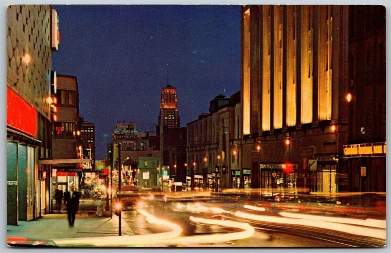 Vtg Toronto Canada Yonge Street View at Night 1960s Unused Chrome Postcard