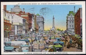 Quebec ~ MONTREAL Bonsecours Market on Jacques Cartier Square pm1937 LINEN