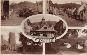 DUNSTER SOMERSET UK MULTI IMAGE PHOTO POSTCARD 1934