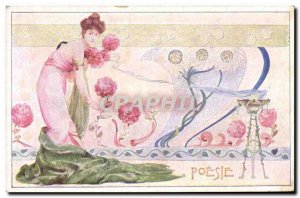 Old Postcard Fantasy Illustrator Woman Poetry