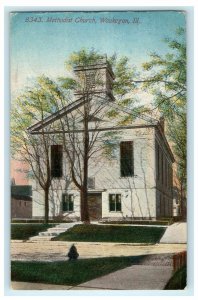 1914 Oak Park IL, Methodist Church, Waukegan IL. Antique Postcard 