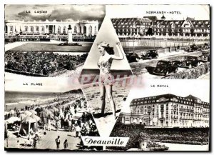 Postcard Pin Up Modern Deauville Casino Beach Normandy Hotel Royal Automotive