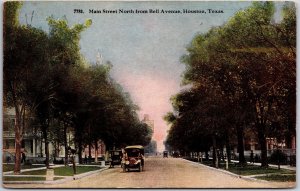 Main Street North From Bell Avenue Houston Texas TX Trees Houses Postcard