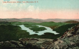 Vintage Postcard Lake Placid From White Face Mountain New York NY Leighton News