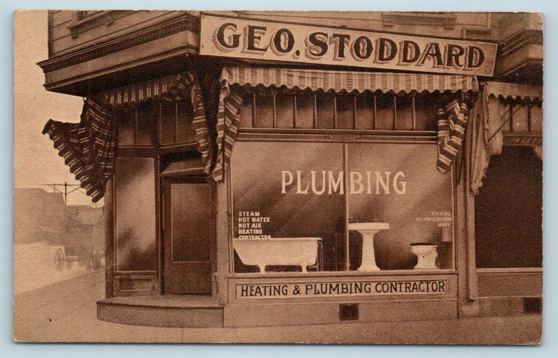  Postcard CA Berkeley George Stoddard Plumbing Storefront c1920s Bathroom T1