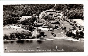 Postcard QC Montebello Chateau & Harbour Seigniory Club Hydroplanes 1950s K44