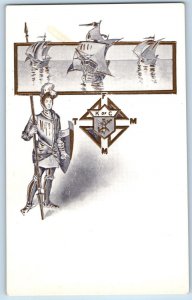 Knights Columbus Postcard Masonic Boats Embossed c1910's Unposted Antique