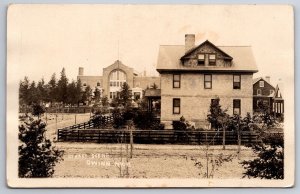 Gwinn Michigan~School?~Brick Home w/Big Dorner Fenced Off~RPPC c1922