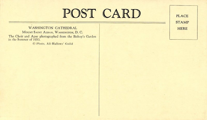 DC - Washington. Washington Cathedral, View at Bishop's Garden 1930