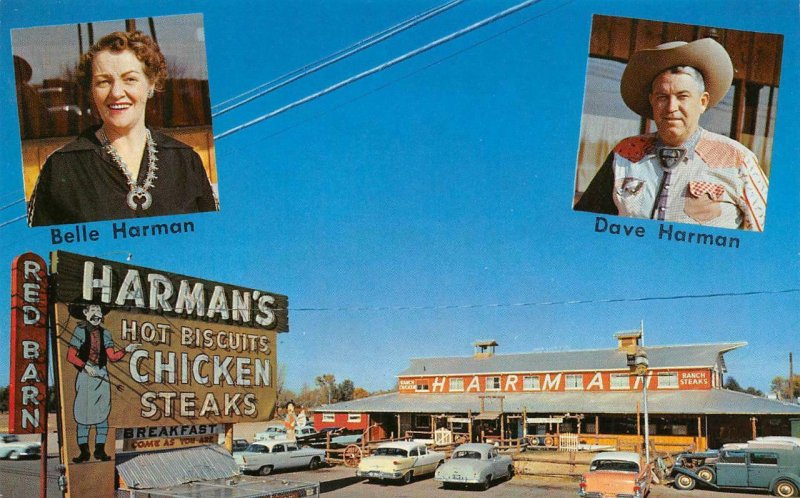 HARMAN'S RED BARN RESTAURANT Tempe-Mesa, AZ Roadside c1950s Vintage Postcard 