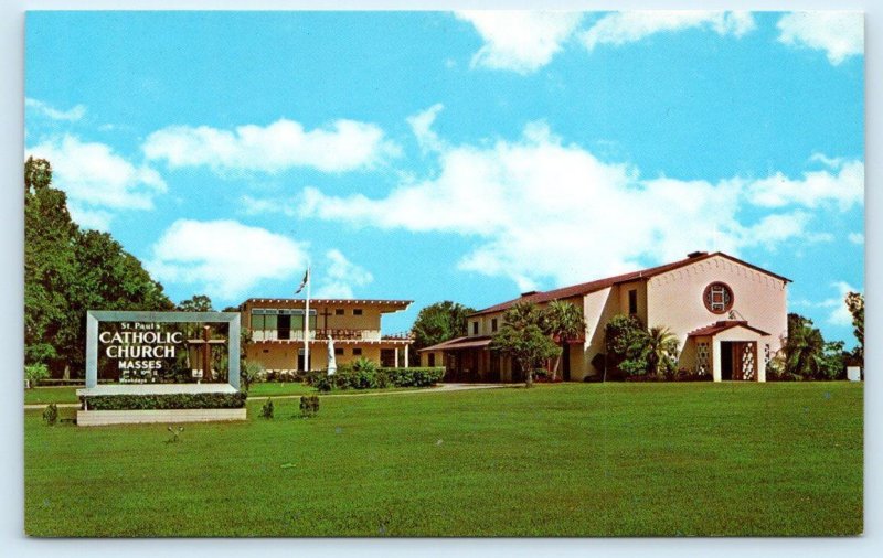 LEESBURG, Florida FL ~ ST. PAUL'S CATHOLIC CHURCH 1950s-60s Lake County Postcard