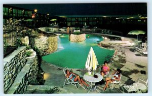 AUSTIN, Texas TX ~ Roadside THE CHARIOT INN Night Swimming Pool c1960s Postcard