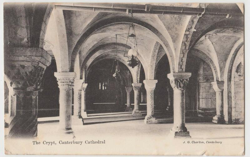 Kent; The Crypt, Canterbury Cathedral PPC By JG Charlton, To L Simmons, Watford