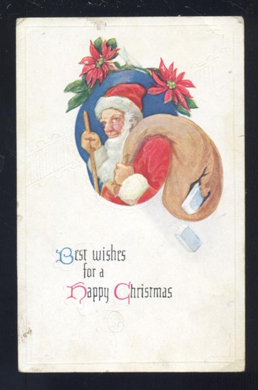 BEST WISHES FOR A HAPPY CHRISTMAS SANTA CLAUS HARDAN IOWA VINTAGE POSTCARD