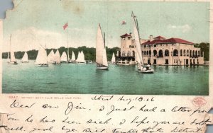 Vintage Postcard 1906 View of Detroit Boat Club Belle Isle Park Michigan MI