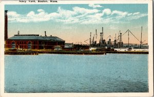 View of the Navy Yard, Boston MA Vintage Postcard G35