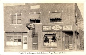 Tulsa, OK Oklahoma  PEOPLES DRUG STORE~AJ Latimer SWIFT'S ICE CREAM Postcard