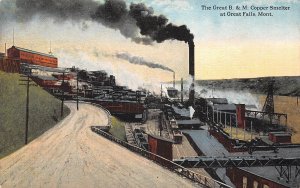 Great Falls Montana Great B. & M. Copper Smelter, Color Lithograph PC U7623