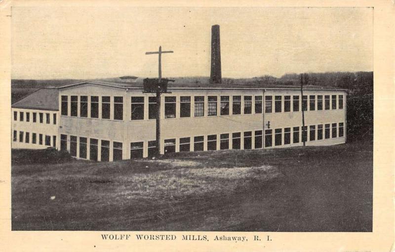 Ashaway Rhode Island Wolff Worsted Mills Birdseye View Antique Postcard K14925