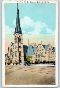 Detroit Michigan MI Postcard Central Methodist Episcopal Church Exterior c1920's