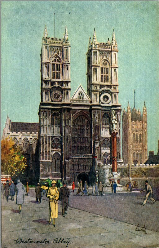 Vtg Westminster Abbey London From Painting Burton Oilette 3639 Tucks Postcard