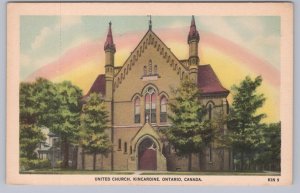 United Church, Kincardine, Ontario, Vintage Valentine Black Postcard