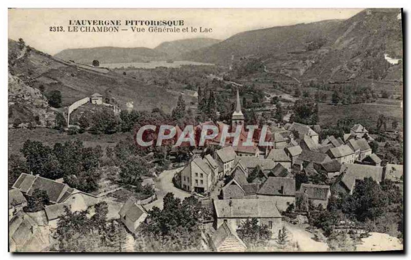 Old Postcard L & # 39Auvergne Picturesque Le Chambon and Lake Vue Generale