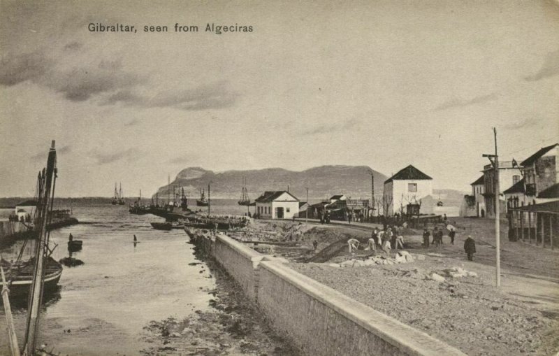 Gibraltar, seen from Algeciras (1910s) A. Benzaquen Postcard 