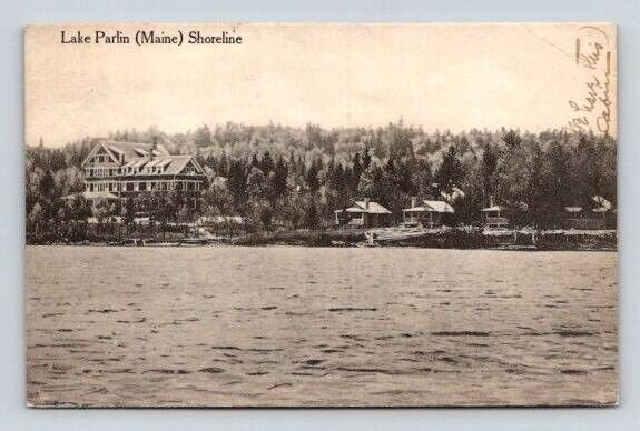 Jackman Maine Lake Parline Shorline Postcard 1917