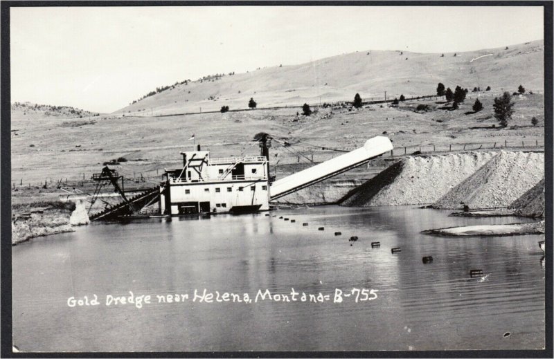 Helena Montana Gold Dredge 1940s Mining Real Photo Postcard RPPC Cecil Nixon