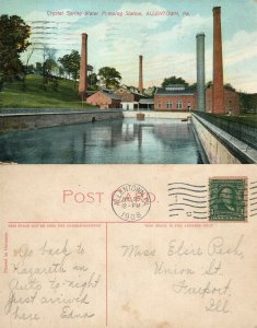 ALLENTOWN PA CRYSTAL SPRING WATER PUMPING STATION 1908 ANTIQUE POSTCARD