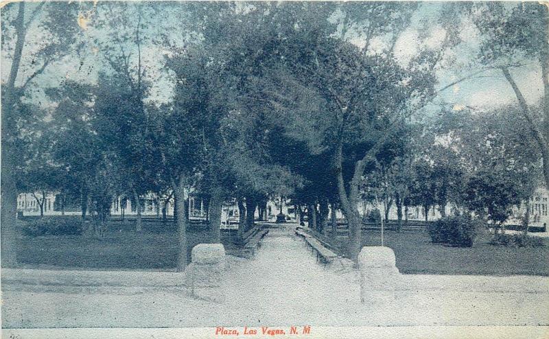 c1910 Fred Harvey Postcard; Plaza, Las Vegas NM San Miguel County posted