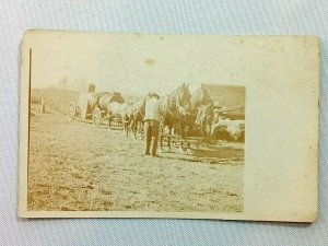 Vintage Postcard 1900's RPPC Horse Pulled Farm Equipment Photo