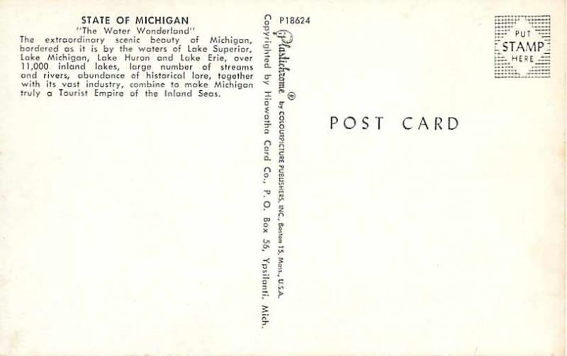 Michigan MI Map Postcard