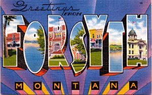 Large Letter Greetings from Forsyth Montana Postcard