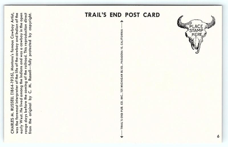 Postcard A/S 1952 Trail's End Artist Charles M Russell His Heart Sleeps