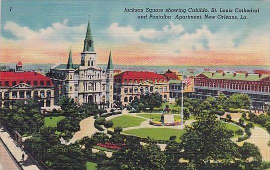 Louisiana New Orleans Jackson Square Showing Cabildo Saint Louis Cathedral An...