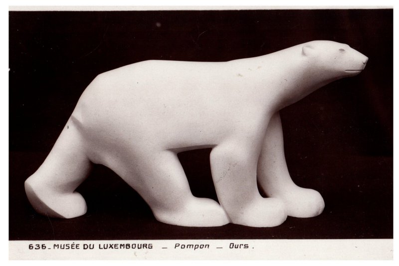 Vintage Musée du Luxembourg Pompon Bear Sculpture Postcard Art France