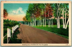 Generic Country Road Scenic Greetings From Claremont NH Linen Postcard F11