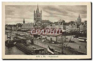 Postcard Old Koln Rh Neue Frankenwerft Boat