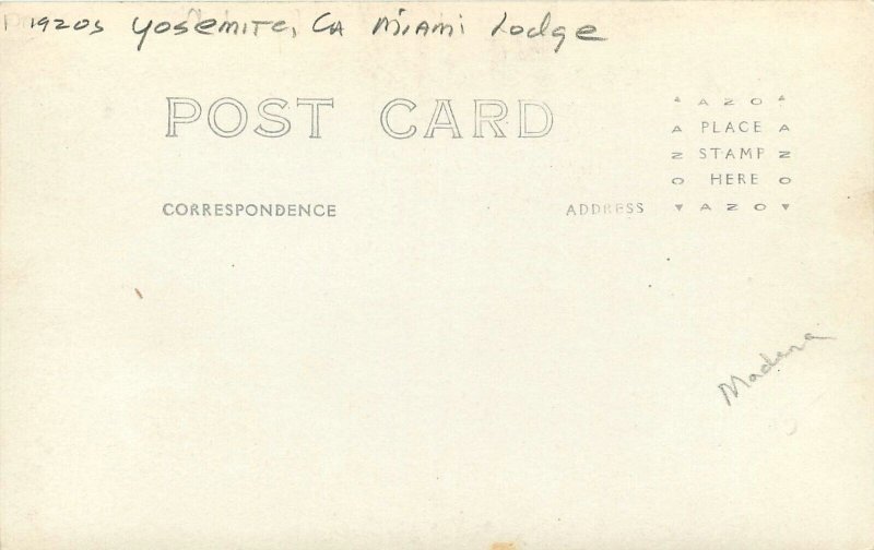 Postcard RPPC 1920s California Yosemite Miami Lodge occupation 24-5290