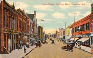 Hastings Nebraska Second Street Vintage Postcard AA8471