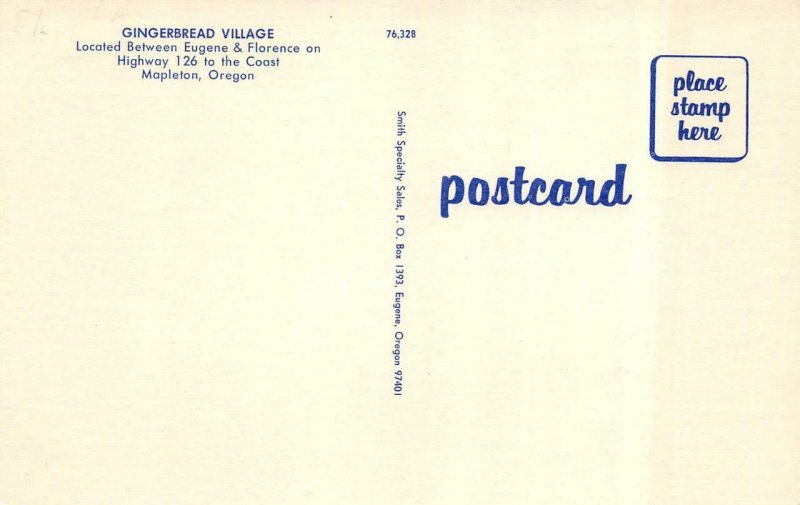 MAPLETON, Oregon OR  GINGERBREAD VILLAGE RESTAURANT  Roadside  LANE CO  Postcard 