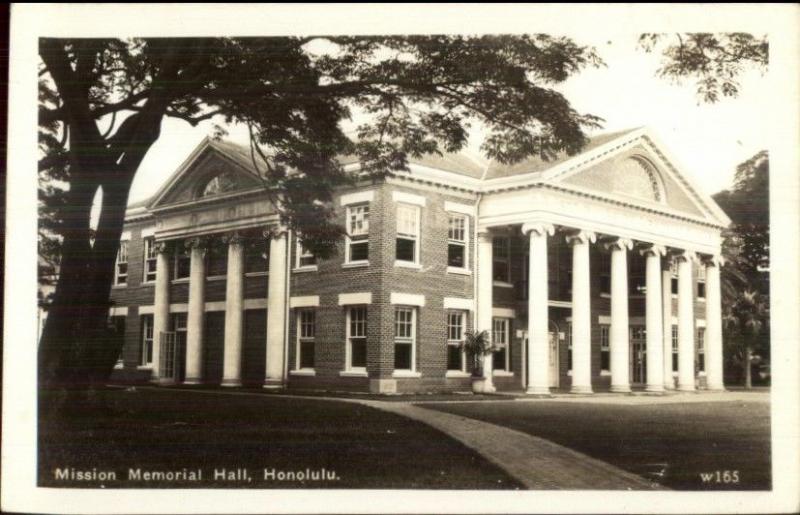 Honolulu HI Mission Memorial Hall Real Photo Postcard rpx