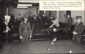 OMAHA NE Soldiers Play Billiards Pool CANTEEN UNION STATION Old PC