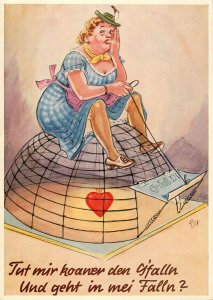 German humor comic woman caricature love trap heart decoy artist Manfred Huckauf